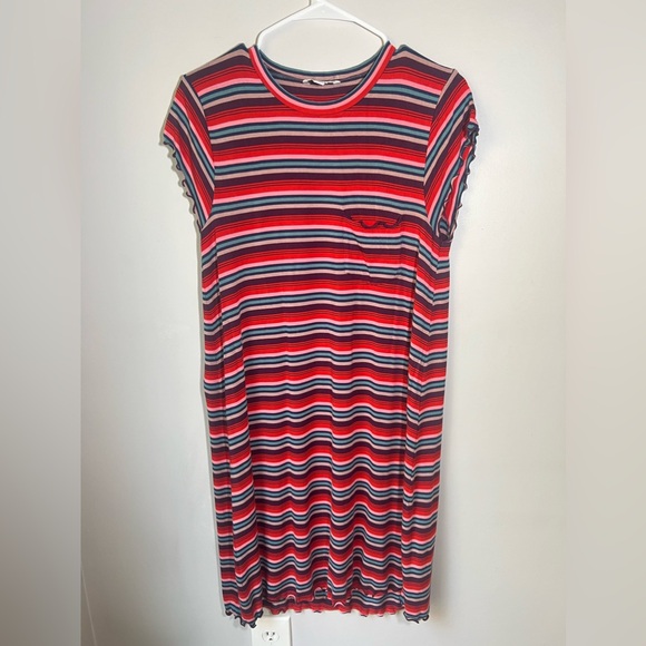 American Eagle Women’s T Shirt Dress Striped Red Blue Size: Large | Fall Summer - Picture 2 of 9